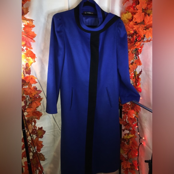 Alorna | Women’s Vintage Blue/Black 100% Pure Wool Trench Coat - Picture 14 of 14